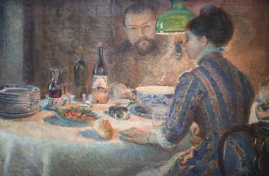 Marie Bracquemond bajo la lámpara